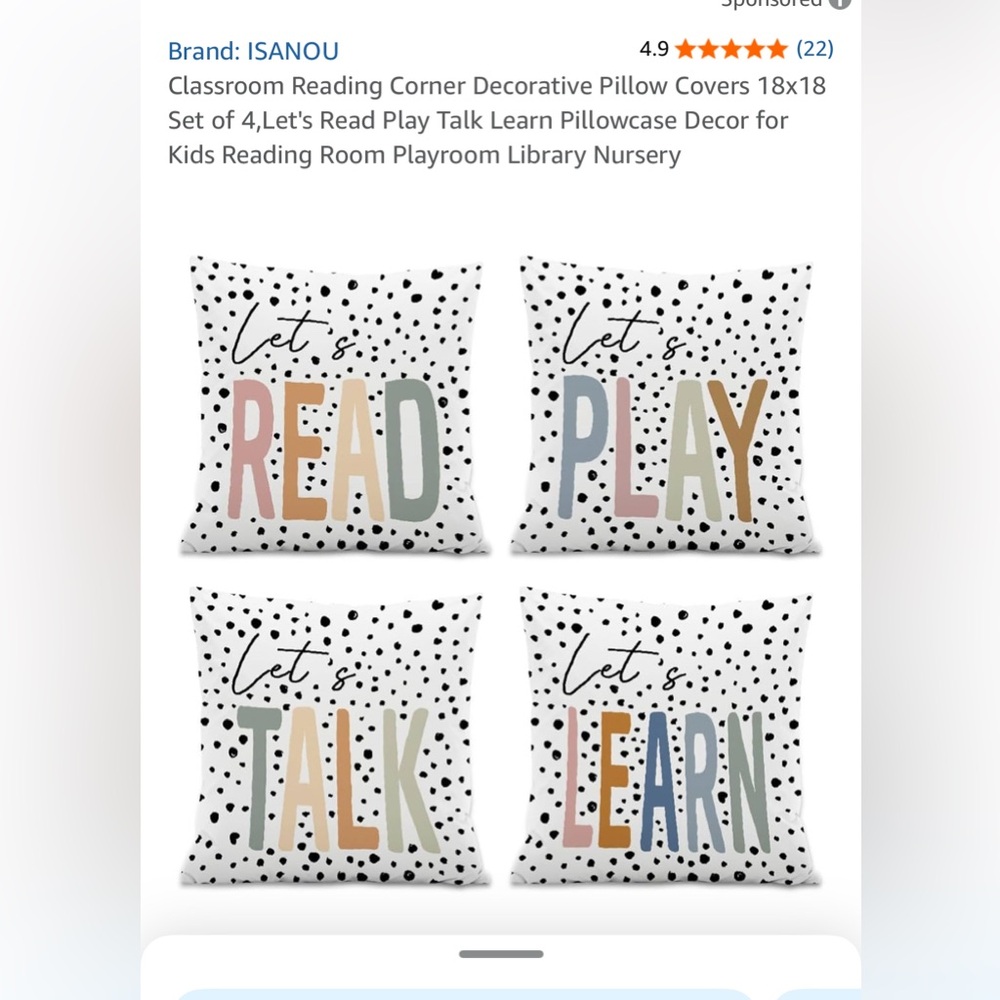 ISANOU Let's Read Play Talk Learn Pillow Covers